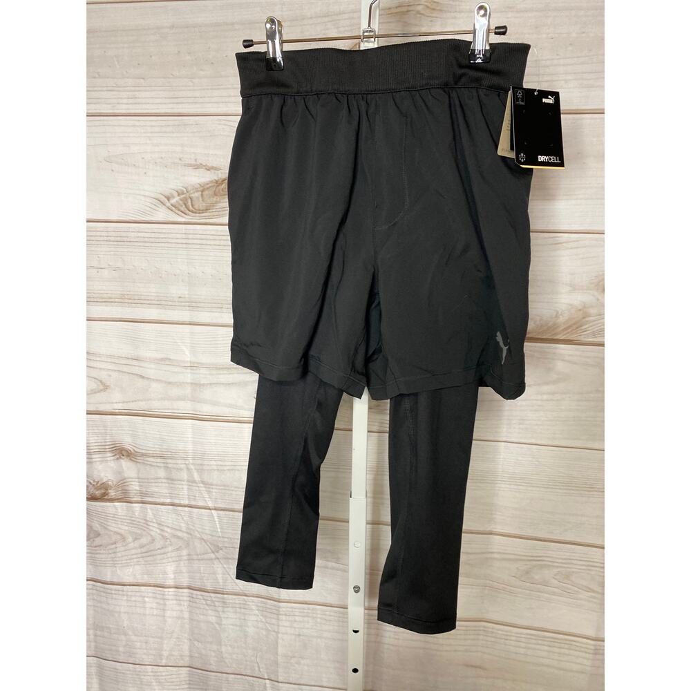 Brand New Puma Men's Small 2 in 1 Training Shorts Waterproof Athletic Black
